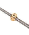 Close-up of Heavy Duty T8 Trapezoidal Lead Screw Set With Premium Copper Nut for 3D Printers and CNC Engravers.
