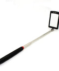 Telescoping LED Inspection Mirror With 360 Degree Swivel And Dual Bright Lights For Hard To See And Reach Areas 34 Inch Extendable Handle Compact Collapsed Size For Tight Corners And Dead Angles, black handle