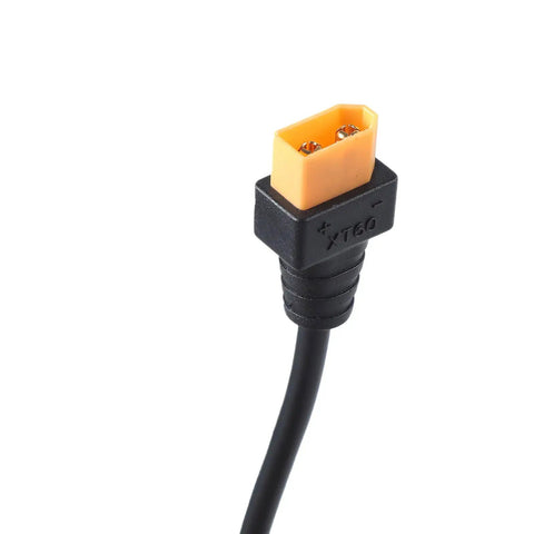 Heavy Duty Two Meter Extension Cable Male To Female Plug For Solar Batteries Rc Aircraft And Toy Cars 18Awg Pvc Jacket close-up of XT60 connector.