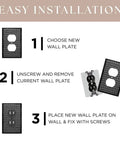 Step-by-step guide to installing Matte Black 1 Gang Hand Hammered Rocker Light Switch Cover Plate Decorator Wall Plate for Receptacle and GFCI Electric Outlet Built Tough Accent for Bathrooms Kitchens Offices Pack of 2