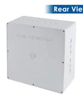 Heavy Duty Waterproof Junction Box With Pre Punched Cutouts For Outdoor Wiring Hassle Free Setup Plastic Electrical Enclosure No Sweat Weather Guard For Shed Or Garage Upgrades rear view showing size 12x12x6 inches