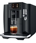 Top Shelf Heavy Duty Fully Automatic Coffee Maker With Real Bean To Cup Fresh Grind And Sleek Interface For Smooth Effortless Home Barista Brewing Action, featuring a coffee cup and modern design.