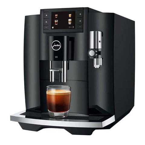 Top Shelf Heavy Duty Fully Automatic Coffee Maker With Real Bean To Cup Fresh Grind And Sleek Interface For Smooth Effortless Home Barista Brewing Action, featuring a coffee cup and modern design.