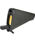 Black Fixed A2 Style Rifle Length Stock For AR Platform Builds, Durable Polymer Construction, angled rear view showing details