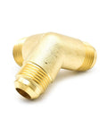 Three-Way Brass Manifold Fitting For Compressor Lines 1/2 Inch MPT To 1/2 Inch Male Flare NPT Machined Brass Heavy-Duty Connector