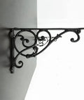 Heavy Lifters Cast Iron Shelf Brackets 2 Pack Wall Mounted Vintage Decorative Supports With Antique Black Finish And Complete Hardware Included For No Sweat Setup And Serious Daily Durability, side view of decorative bracket.