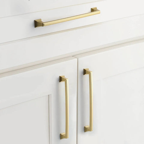 40 Pack Matte Gold Cabinet Handles Set Seven And A Half Inch Hole Center Drawer Pulls Sleek Modern Bar Style for kitchen cabinets