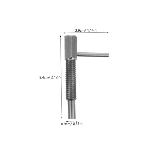 Heavy Duty Retractable Spring Plunger Pin With Comfortable Handle, Stainless Steel safety latch, detailed side view with measurements.