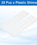 Front view of white plastic flat shims, 3 mm thick, 20-piece pack for leveling in home improvement.
