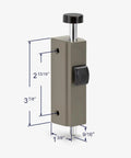 Front view of Auxiliary Foot Lock For Gliding Patio Doors Compatible With Andersen OEM Part 1997220, stone diecast with measurements
