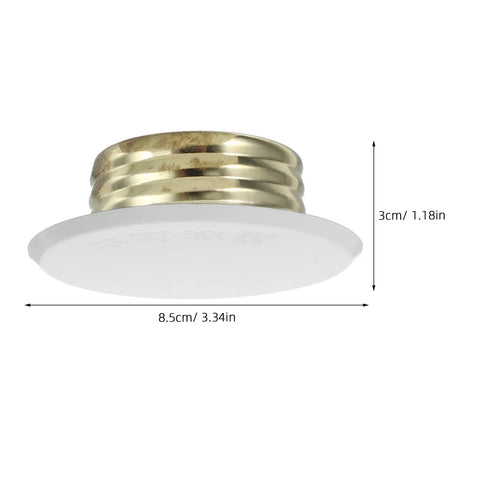 Slick White Iron Fire Sprinkler Covers 2 Pack Discreet Ceiling Plates size 3.34x3.34x1.18 inch in white and gold finish.