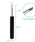 Open And Replace Watch Batteries With A 6 Piece Back Remover Tool Kit For Quick Repair showing precision opener tip and dimensions.
