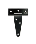 Heavy Duty 3 Inch Black T Strap Gate Hinge for Shed Door Barn Yard Hardware Pack of 2, front view of black iron hinge with holes