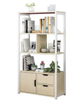 Totally Solid 5 Tier Industrial Bookcase In Premium Walnut Finish delivering versatile open shelf storage for books and plants.
