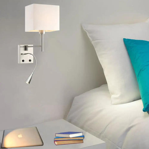 Bedside Swing Arm Wall Lamp With Dual Switch, Cozy And Lit Wall Sconce For Bedroom And Living Room, Satin Nickel Finish