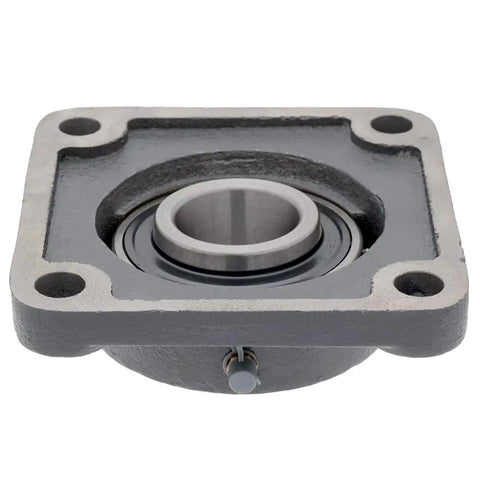 Close-up of Two-Pack 4-Bolt Flange Mount Ball Bearing Unit UC208-24 Insert Bearing With Cast Iron Housing FS208, 1-1/2 Inch Bore Shaft