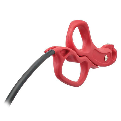 Drip Tubing Cutter And Punch Gun Kit For 1 Inch Flexible Tubing cutting a black drip line, red tool detail visible
