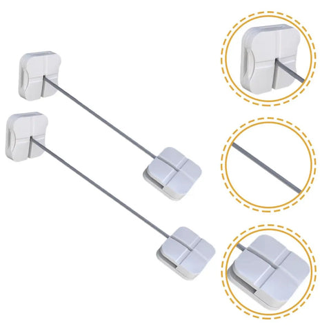 2 Pack Kid Safe Safety Cabinet Locks for Home Use with Sturdy ABS and Steel Construction, Silver Childproof Drawer Latches