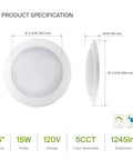 LED Disk Lights 6 Inch Low Profile Dimmable Flush Mount Ceiling Fixture 2700K To 5000K Adjustable Color Specification