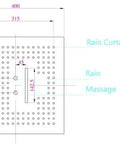 Modern Ceiling Concealed Led Shower Array With Three Broad Accent Bars And Five Plus One Spray Modes Couples A Slick Basin Mixer Crafted From Hardened Alloy And Smooth Ceramic Valve For A No Sweat Daily Routine technical dimensions layout.