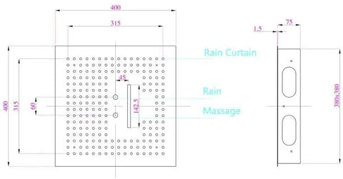 Modern Ceiling Concealed Led Shower Array With Three Broad Accent Bars And Five Plus One Spray Modes Couples A Slick Basin Mixer Crafted From Hardened Alloy And Smooth Ceramic Valve For A No Sweat Daily Routine technical dimensions layout.