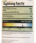 Lighting facts label showing specifications for Five And Six Inch Daylight Integrated LED Recessed Trim, 5000K, 650 lumens, 10W.
