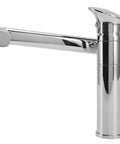 Maqulae Metal Basin Faucet with Hose, Single Hole Sink Tap for Kitchen, shiny chrome finish, angled spout for easy use.