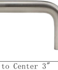 Ultra Minimal Solid Wire Cabinet Pulls Satin Nickel for Cupboard and Drawer Handles, 3 inch center to center, 3.3 inch length, side view