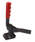 Heavy Duty Toggle Clamp Built From High Carbon Steel, 700kg Capacity Fixture with red handle, side view.