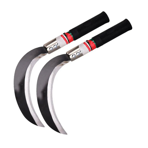 Manganese Steel Weeding Sickle Set Lightweight Garden Tool For Fast Grass Cutting And Weeding displayed with sharp curved blades