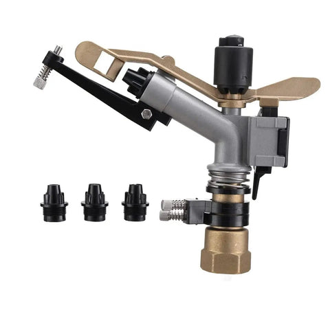 Heavy Duty Aluminum Alloy 1 Inch Thread Rotary Sprinkler For Lawn And Garden Irrigation 360 Degree Coverage With Adjustable Nozzle