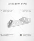 Sturdy Stainless Steel L Bracket Set For Shelves And Furniture Repairs 90 Degree Right Angle Corner Supports With Flush Low Profile Design And Pre Drilled Holes