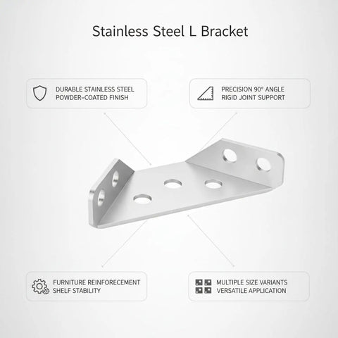 Sturdy Stainless Steel L Bracket Set For Shelves And Furniture Repairs 90 Degree Right Angle Corner Supports With Flush Low Profile Design And Pre Drilled Holes