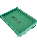 Green PCB DIN Rail Mount Carrier For 35mm Wide Rails Fits 100mm By 72mm Circuit Boards 1.5-2.0mm Thick with screws