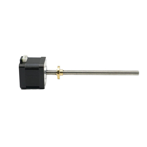 NEMA 17 stepper motor with lead screw and brass nut for 3D printers and CNC machines, featuring plug-and-play design with 1m cable.