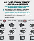 Comparison of genuine Makita lithium-ion batteries with knock-off alternatives highlighting safety risks and performance issues