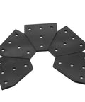 20 Pack 5 Hole 90 Degree Corner Brackets for Shelf Boards Concealed Floating Shelf Mounts laid out in a semicircle