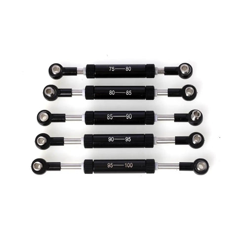 Beefy Adjustable Aluminum Panhard And Steering Link Kit For 1/10 RC Crawlers Fits SCX10 II III TRX4 TRX6 Durable Black Anodized Upgrade Parts 95-100mm Easy Install For Off Road Rigs Heavy Duty Build For Tough Trails, 95-100mm black aluminum RC link set