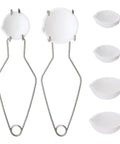Top Shelf Graphite Crucible Set For Melting Metal Includes Six Heavy Duty Clay Pots And Two Heat Proof Casting Tongs, two steel tongs and four small clay pots.