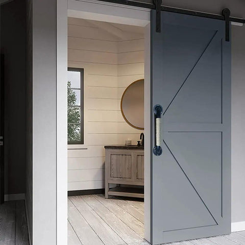 Industrial Style Wrought Iron Barn Door Handle Set With Hemp Rope Accents Dope Look Durable Black Cabinet Pulls And Door Levers