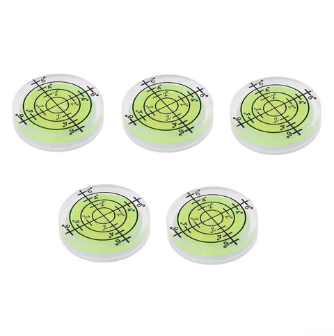 32mm for acrylic Bubble Level Round Circular for spirit Gauge(5PCS) showing five translucent levels with precision markings.