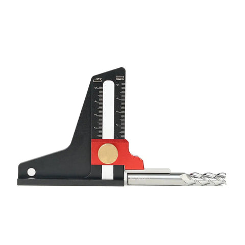 Height Gauge For Woodworking With Aluminum Alloy Body Lockable Digital Height Measuring Tool side view with scale and drill bit
