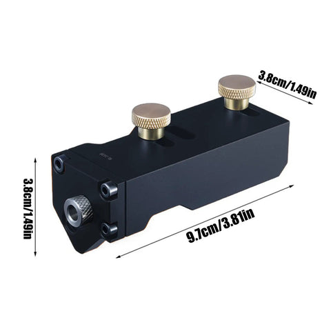 Top Shelf Aluminum Extrusion Tap Guide With Universal Multi Size Adapter, 9.7cm x 3.8cm, rugged alloy for precise drill alignment.