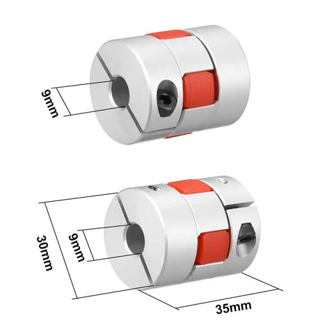 Flexible Shaft Coupling 9mm To 9mm Bore L35xD30 For Servo And Stepper Motors with red vibration damping segment