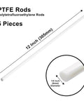 White PTFE Round Rods One Quarter Inch Diameter, Thirteen Inch Length, Pack Of Five, Six Millimeter Teflon Rods For High Temperature And Chemical Resistance