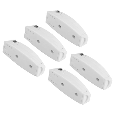 5 Pack Baggage Door Catch For RVs White ABS Door Holder For Cargo Compartments And Doors Spring Loaded Hinge viewed from above