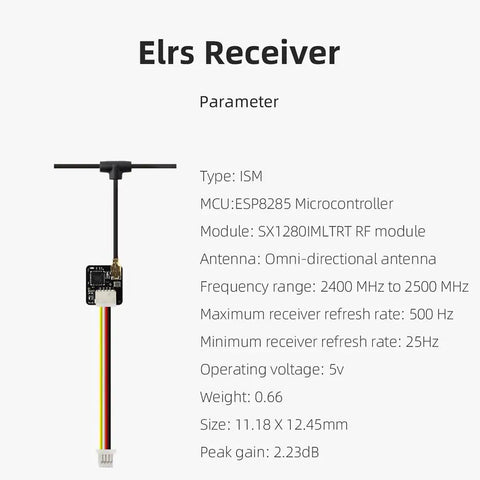 ExpressLRS 2.4GHz RX Nano Module With Dual Installation Solder Or Plug In, ISM Type, ESP8285, frequency 2400-2500 MHz