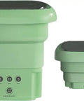 Ultra Portable Folding Washing Machine, No Sweat Collapsible Laundry Tub For Fresh Threads And Quick Loads, Compact Electrical Spin Cycle Rig With Smooth Touch Panel, Solid Choice For Road Trips, Campus Living Or Small Studios, Blue. Green color option shown.