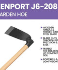 Carbon Steel Garden Hoe With 53-Inch Wood Handle And 8 By 5.25 Inch Head, 54-Inch Overall Length, Heavy-Duty Weeding Tool For Cultivating Soil, Hand Wash Recommended, Steel Finish with focus on wooden handle and steel blade.