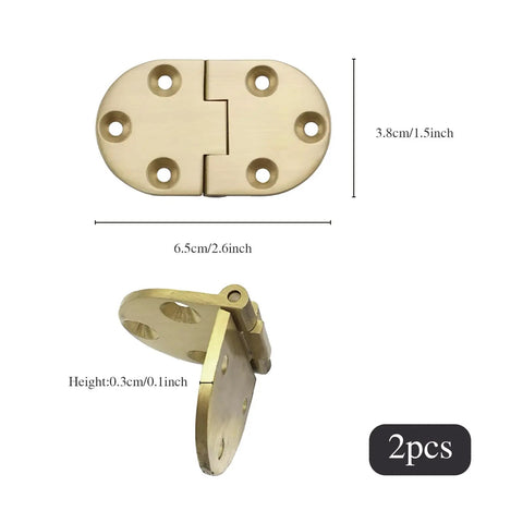 Solid Brass Butt Hinges For Flip Top Tables And Roll Top Desks Offering A Hella Smooth 90 Degree Round Edge Pivoting Motion With Dead Serious Metal Strength And Fast Screw Set, size 6.5cm x 3.8cm, pack of 2.